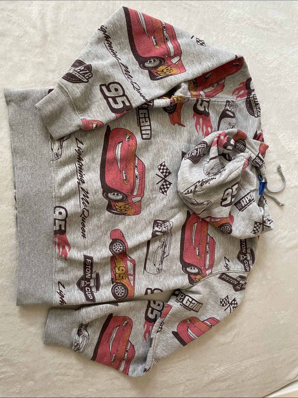Pixar Cars Lightning McQueen size XS Gray full-zip hoodie - Picture 7 of 8